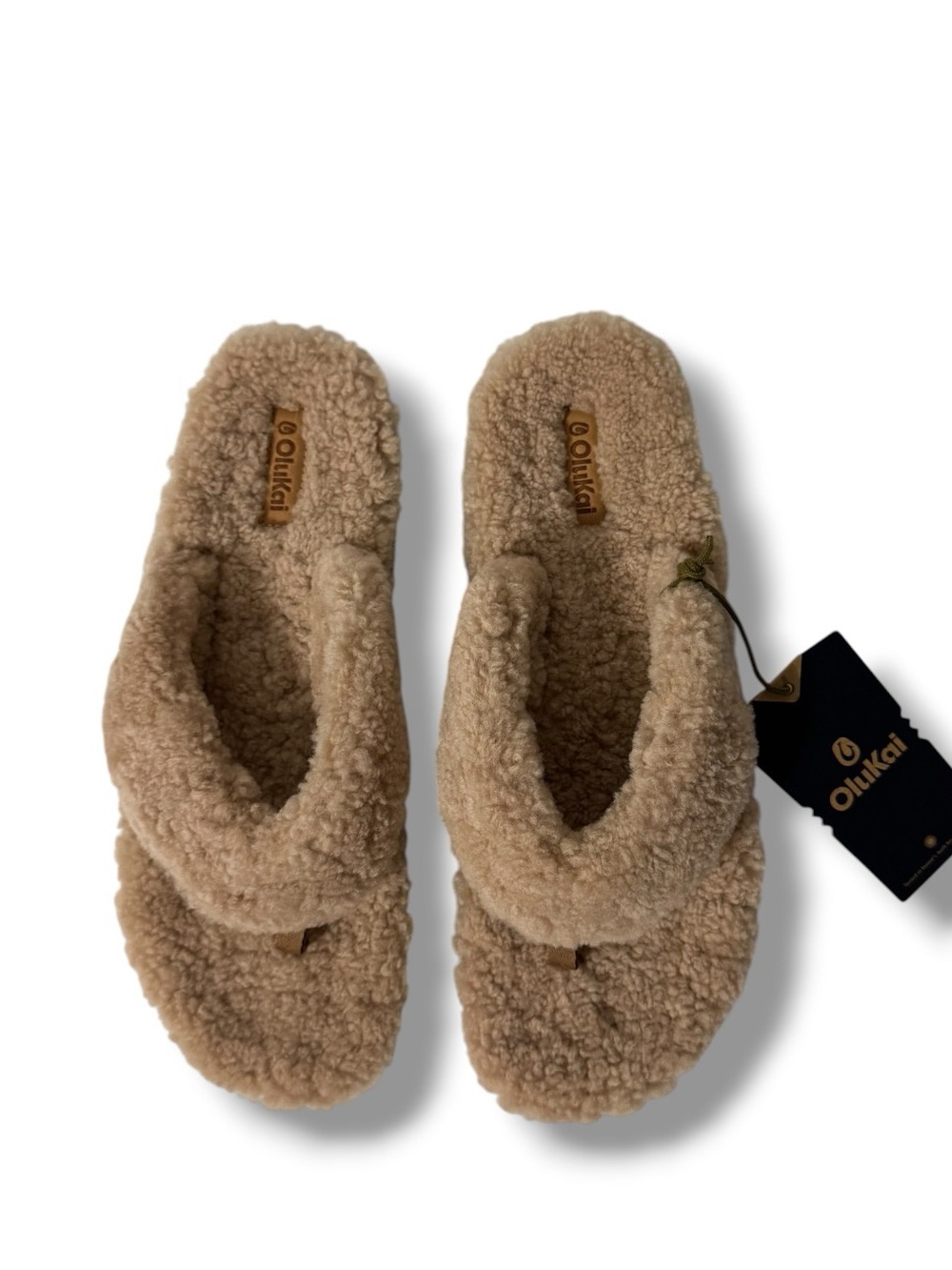Olukai Kipe’a Heu Womens Fuzzy Slipper Sandals Size 10 New Shearling Comfort